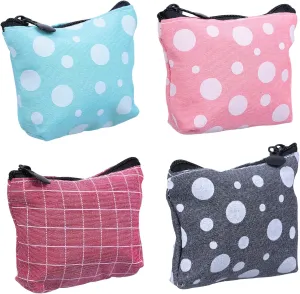 Healifty 4pcs Mini Coin Purse Travel Purse Minimalist Wallet Zip Around for Women Travel Makeup Bag Red for Women Small Toiletry Bag Miss Oxford Cloth Girl Storage Bag