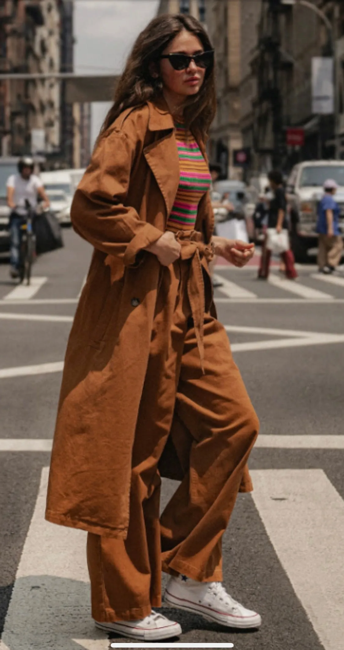 Hi-waisted Paperbag Wide Leg Denim-Brown