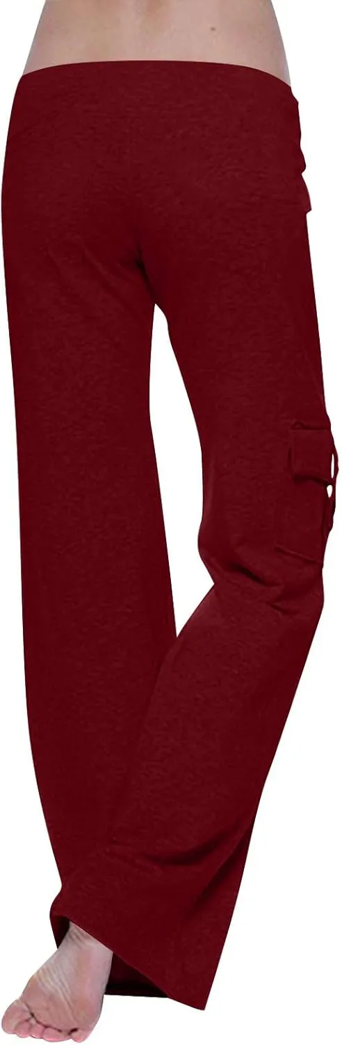 High Waist Stretch Cargo Pants for Women Casual Military Army Cargo Combat Work Pants with Pockets Bootcut Trousers