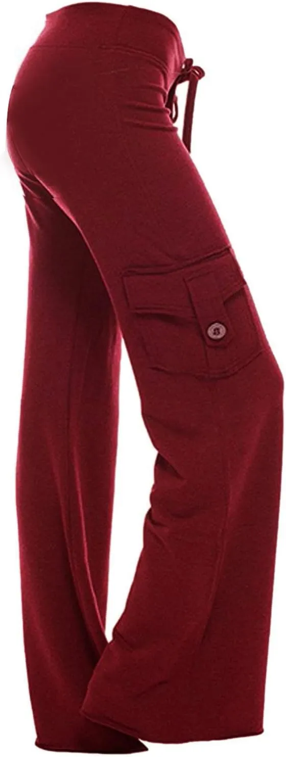High Waist Stretch Cargo Pants for Women Casual Military Army Cargo Combat Work Pants with Pockets Bootcut Trousers