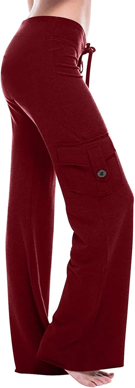 High Waist Stretch Cargo Pants for Women Casual Military Army Cargo Combat Work Pants with Pockets Bootcut Trousers