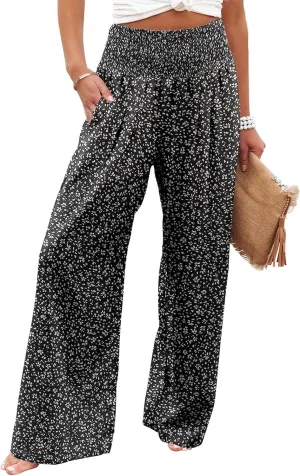 High Waisted Palazzo Wide Leg Flowy Dressy Pants for Women Business Casual Trousers with Pockets