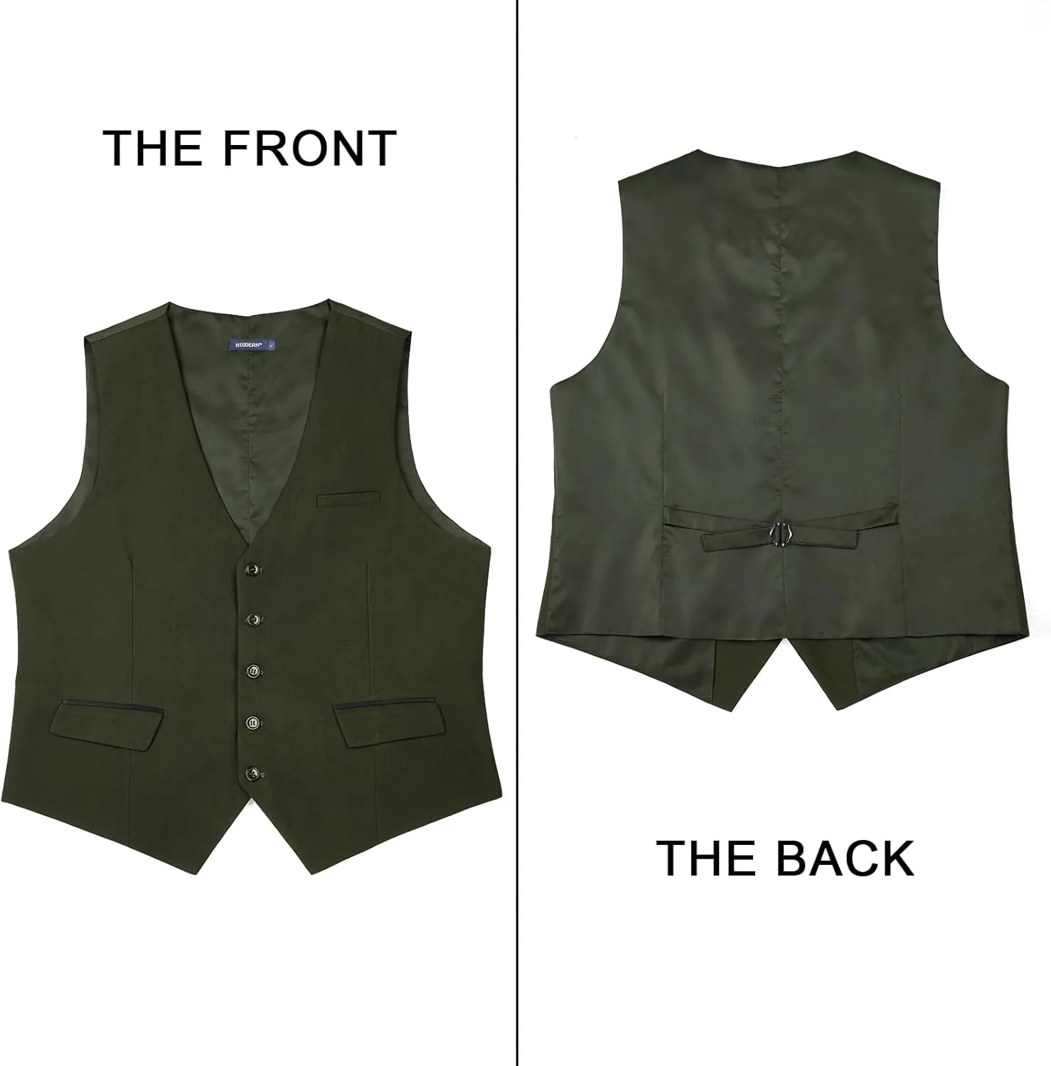 HISDERN Men's Suit Vest Business Suit Vests for Men Formal Slim Fit Solid Wedding Dress Waistcoat for V-Neck Tuxedo Vest
