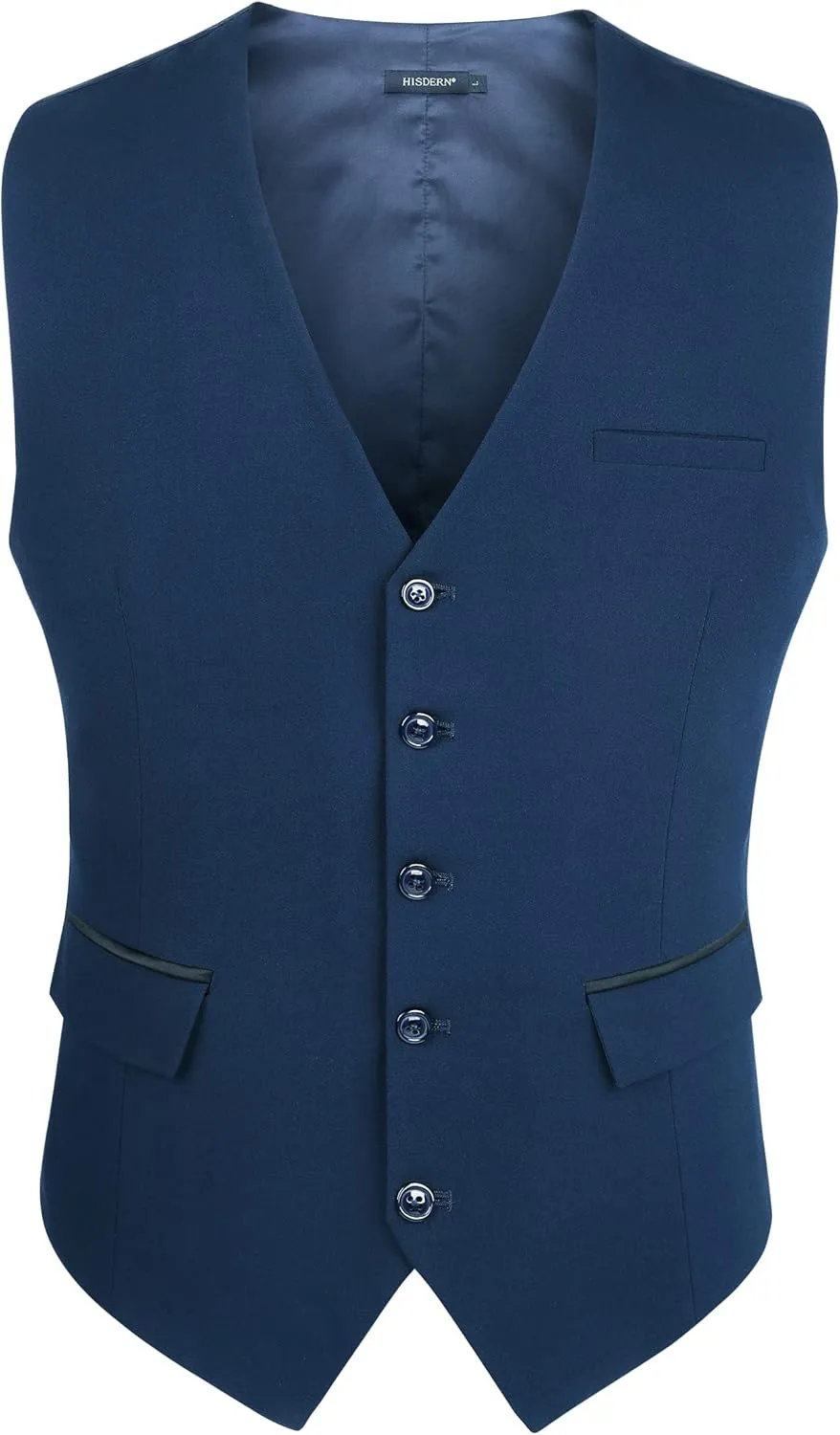HISDERN Men's Suit Vest Business Suit Vests for Men Formal Slim Fit Solid Wedding Dress Waistcoat for V-Neck Tuxedo Vest