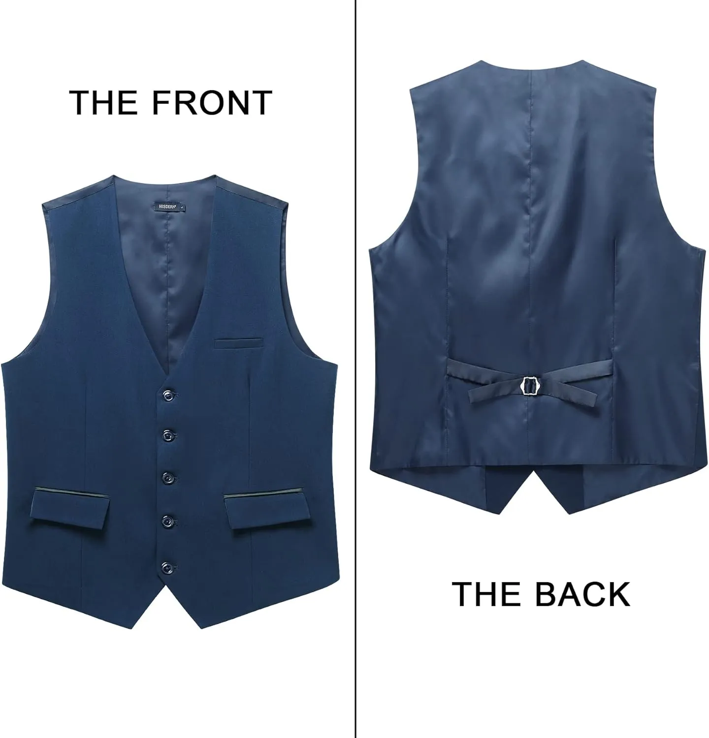 HISDERN Men's Suit Vest Business Suit Vests for Men Formal Slim Fit Solid Wedding Dress Waistcoat for V-Neck Tuxedo Vest