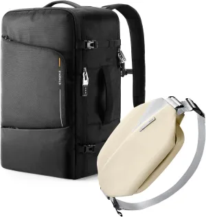 Inateck Bundle Set- 42L Travel Laptop Backpack & Sling Bag Beige 4L