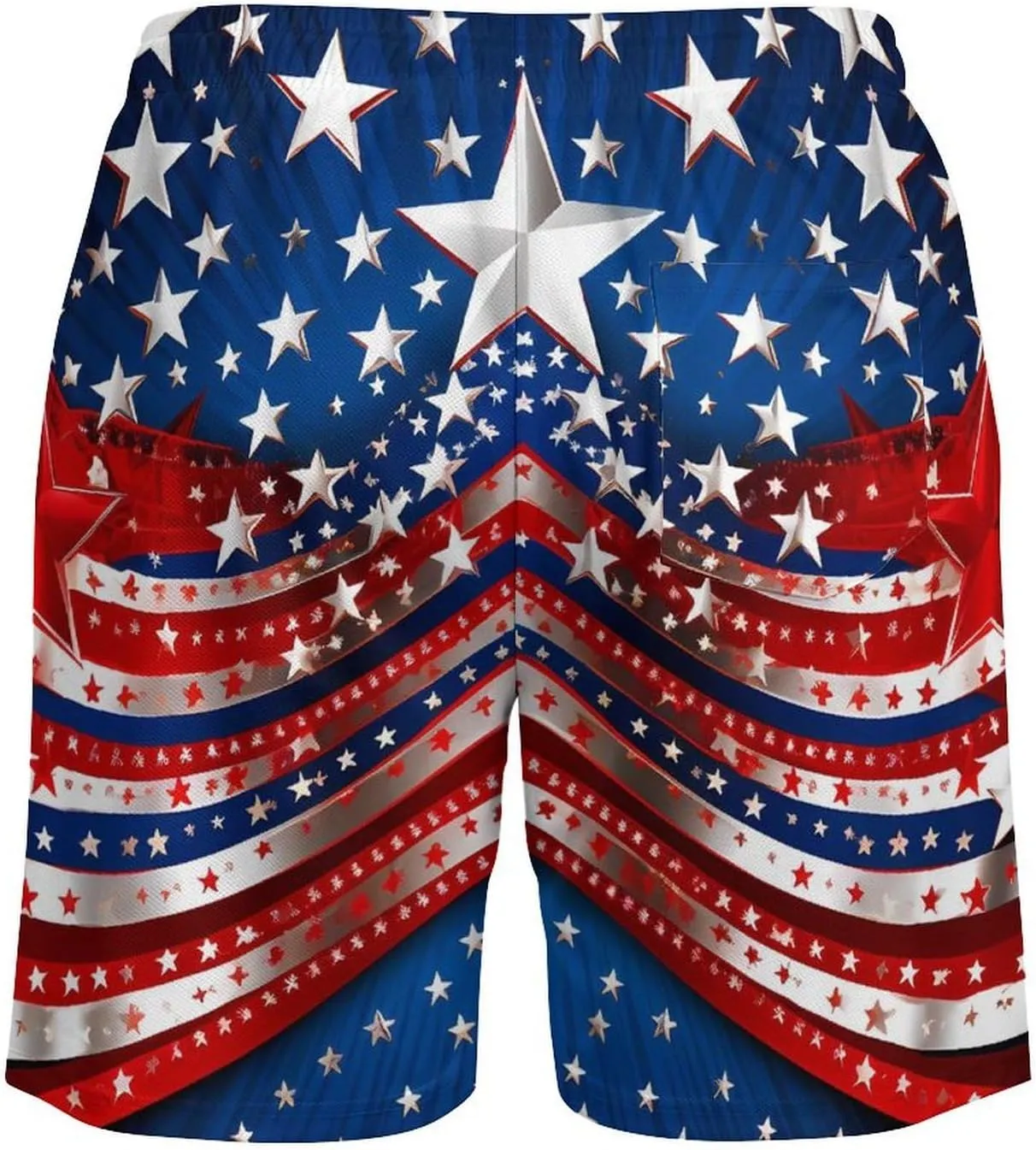 Independence Day U.S. Stars Men's Swim Trunks with Compression Liner Beach Swimming Shorts with Drawstring and Pockets