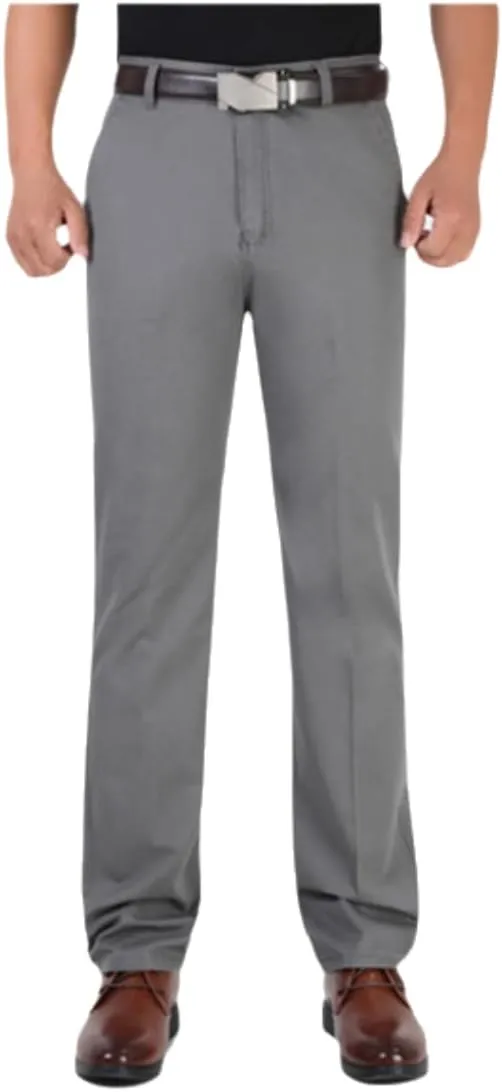 JinXuanYa Men's Slim-Fit Casual Chino Pant Spring Thick Double Pleated Loose Cotton High Waist