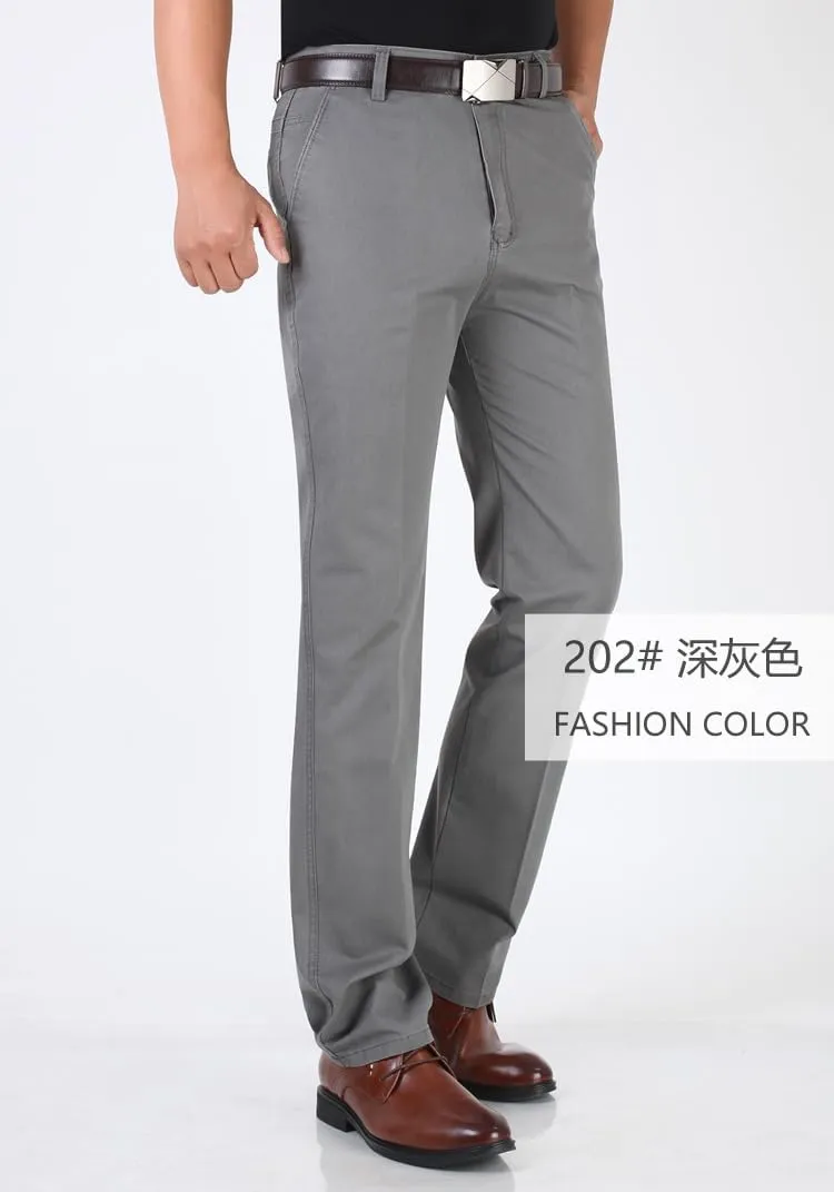 JinXuanYa Men's Slim-Fit Casual Chino Pant Spring Thick Double Pleated Loose Cotton High Waist