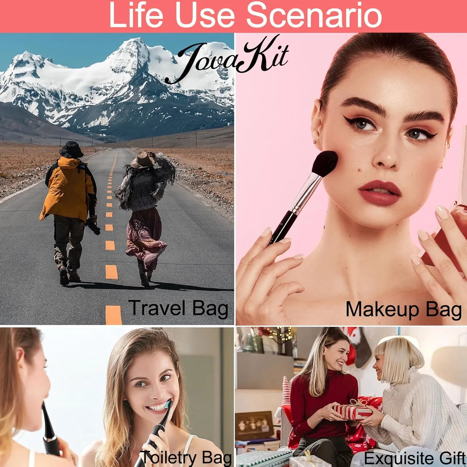 JOVAKIT Small Portable Silicone Makeup Bag for Women with Decorative Holes, Travel Waterproof Toiletry Cosmetic Bag Gifts for Women, Zipper Closure Makeup Case with Handle (Yellow)