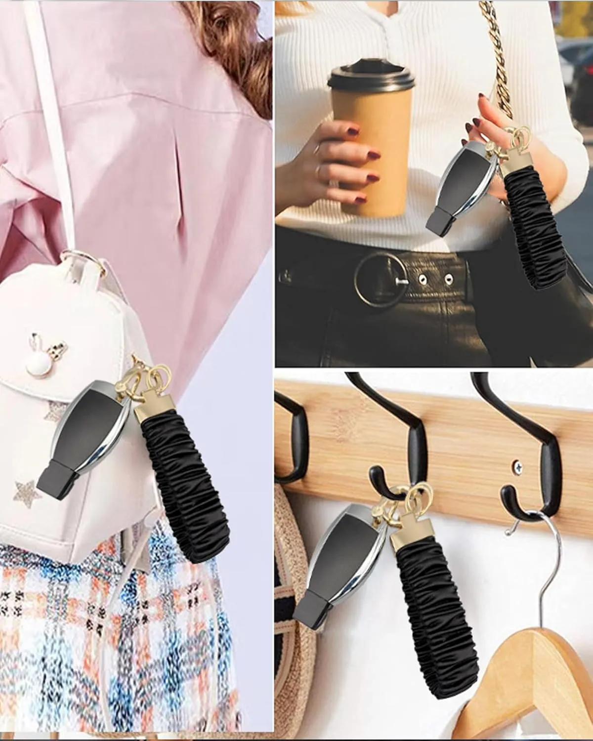Keychain Wristlet, Stretchy Key Chain for Car Keys with D ring, Cute Scrunchie Wrist Bracelet for Women Men