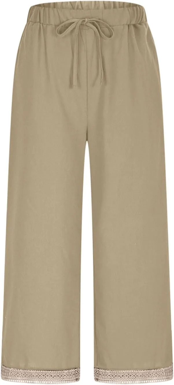 Lastesso Linen Pants Women Casual High Waist Cotton Summer Comfy Slacks Lightweight Vacation Hawaii Trousers with Pockets