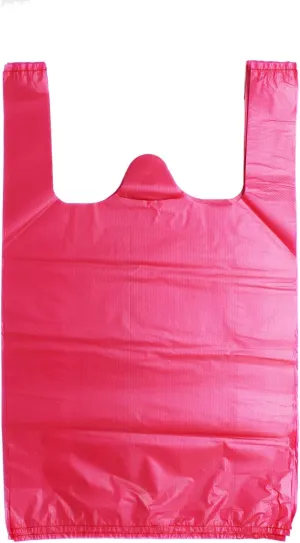 LazyMe T Shirt Bags, Plastic Grocery Bags with Handles for Merchandise and Supermarket, Bolsas De Plastico Para Negocio, 12 x 20 Inches (Rose Red, 100 Pcs)