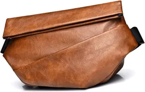 Leather Fanny Pack for Men Women, Fashion Waist Pack, Small Crossbody Bag, Adjustable Belt