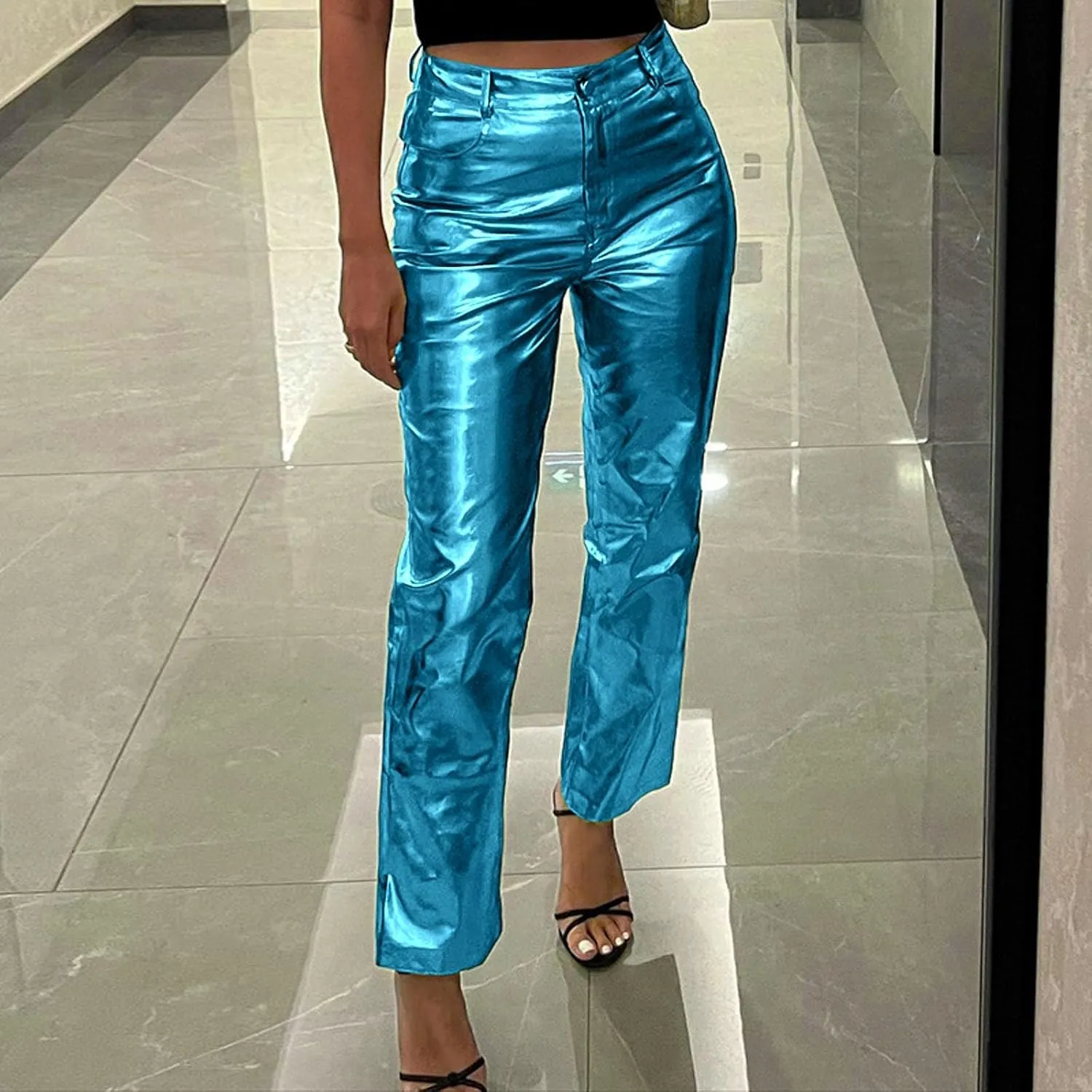 Leather Pants Women Wide Leg Oversized High Rise Stacked Faux Leather Pants Styling Skinny Petite Leather Joggers