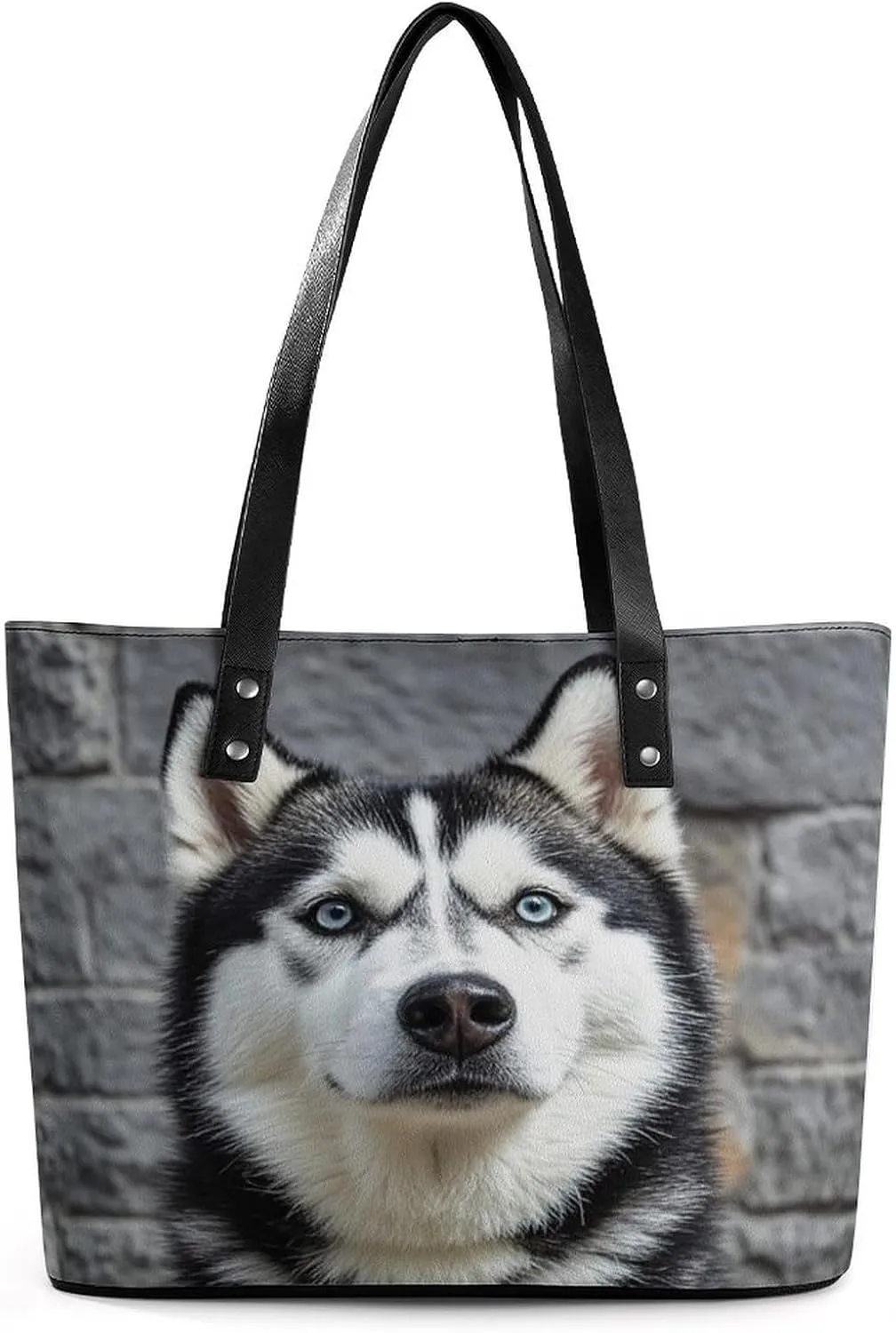 Leather Tote Bag Crossbody Bags for Women Fashion Top Handle Handbag Husky Dog Ladies Shoulder Bags Casual Beach Bag Gym Bages Ladies Purses for Shopping Work Travel