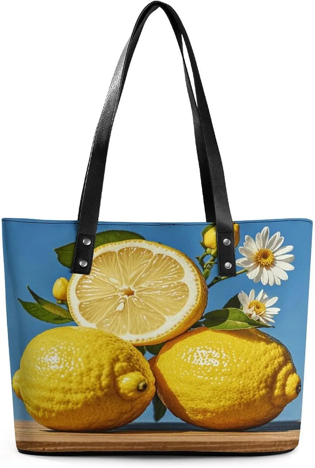 Leather Tote Bag Crossbody Bags for Women Fashion Top Handle Handbag Lemon And Flower Ladies Shoulder Bags Casual Beach Bag Gym Bages Ladies Purses for Shopping Work Travel