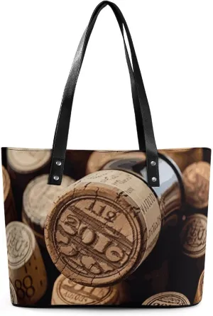 Leather Tote Bag Crossbody Bags for Women Fashion Top Handle Handbag Wine Bottle Stopper Ladies Shoulder Bags Casual Beach Bag Gym Bages Ladies Purses for Shopping Work Travel