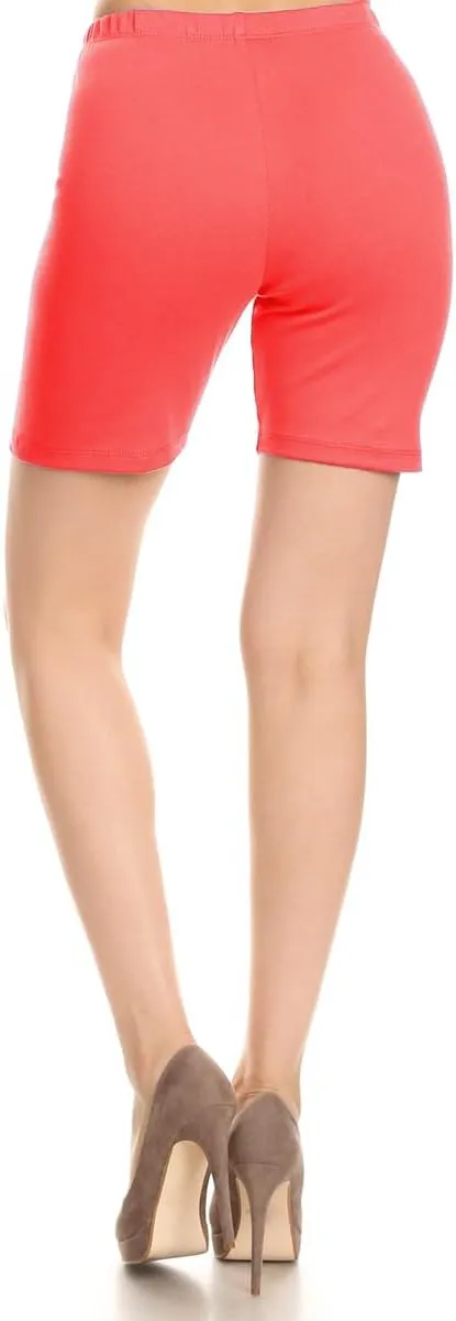 Leggings Depot Cotton Spandex Women's Biker Shorts for Yoga (Available in Plus Size)