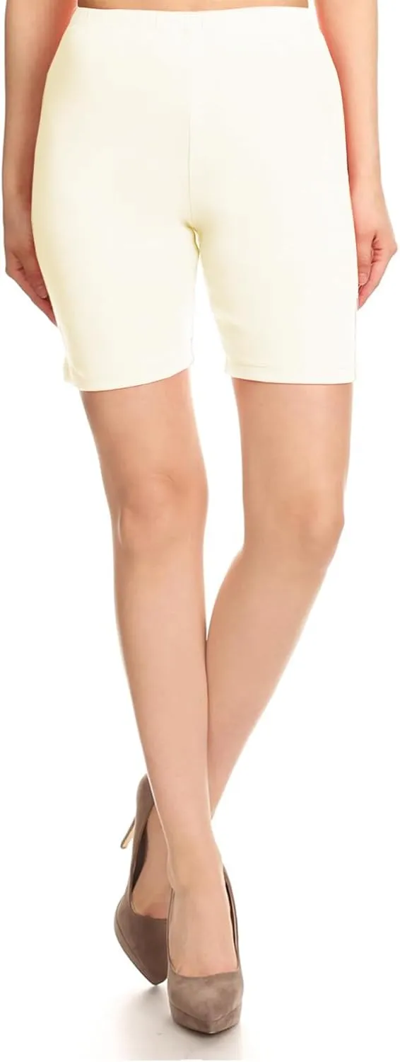 Leggings Depot Cotton Spandex Women's Biker Shorts for Yoga (Available in Plus Size)