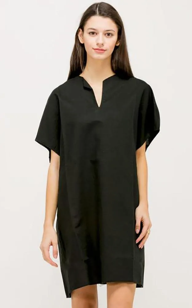 LG528 Linen Pocket Tent Dress Poncho