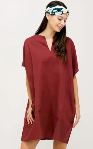 LG528 Linen Pocket Tent Dress Poncho