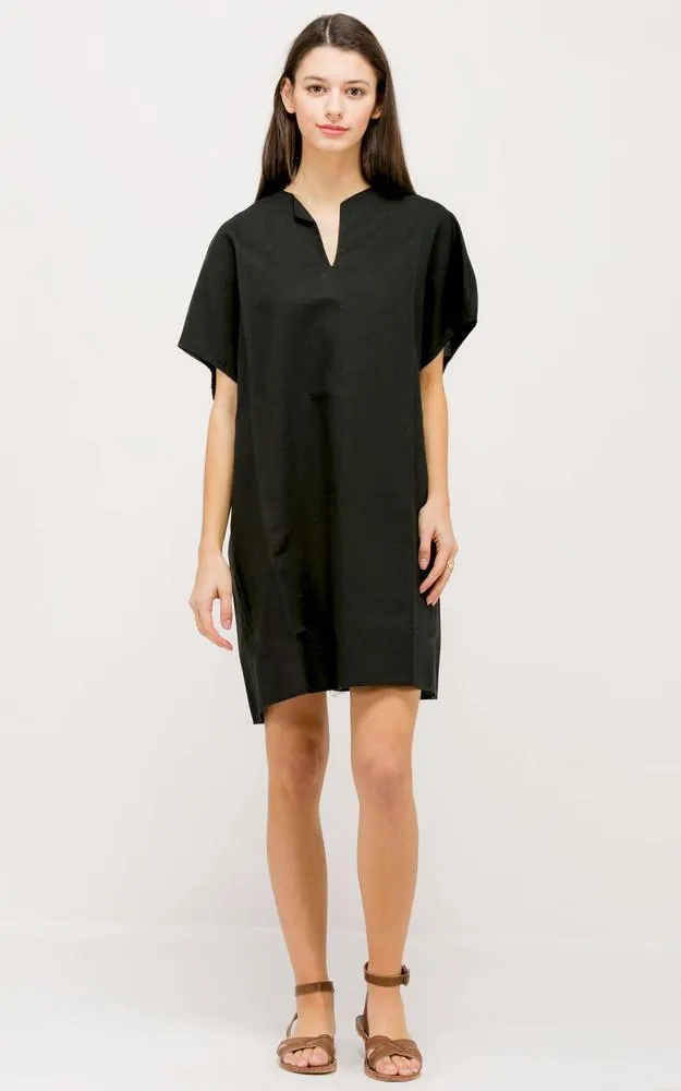 LG528 Linen Pocket Tent Dress Poncho