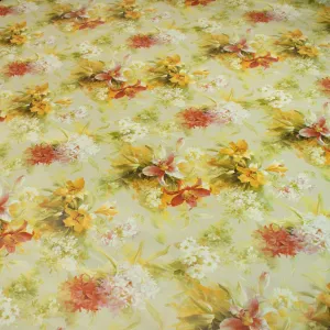 Lilies Flowers Painting on Mint Plastic Tablecloth Fabric