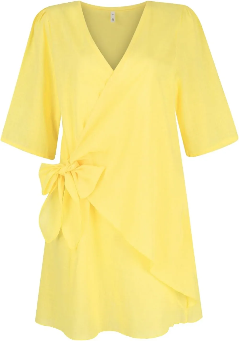 Linen Dresses for Women 2024 Summer Vacation Wrap Dress Loose Fit Tie Waist V Neck Casual Short Dresses