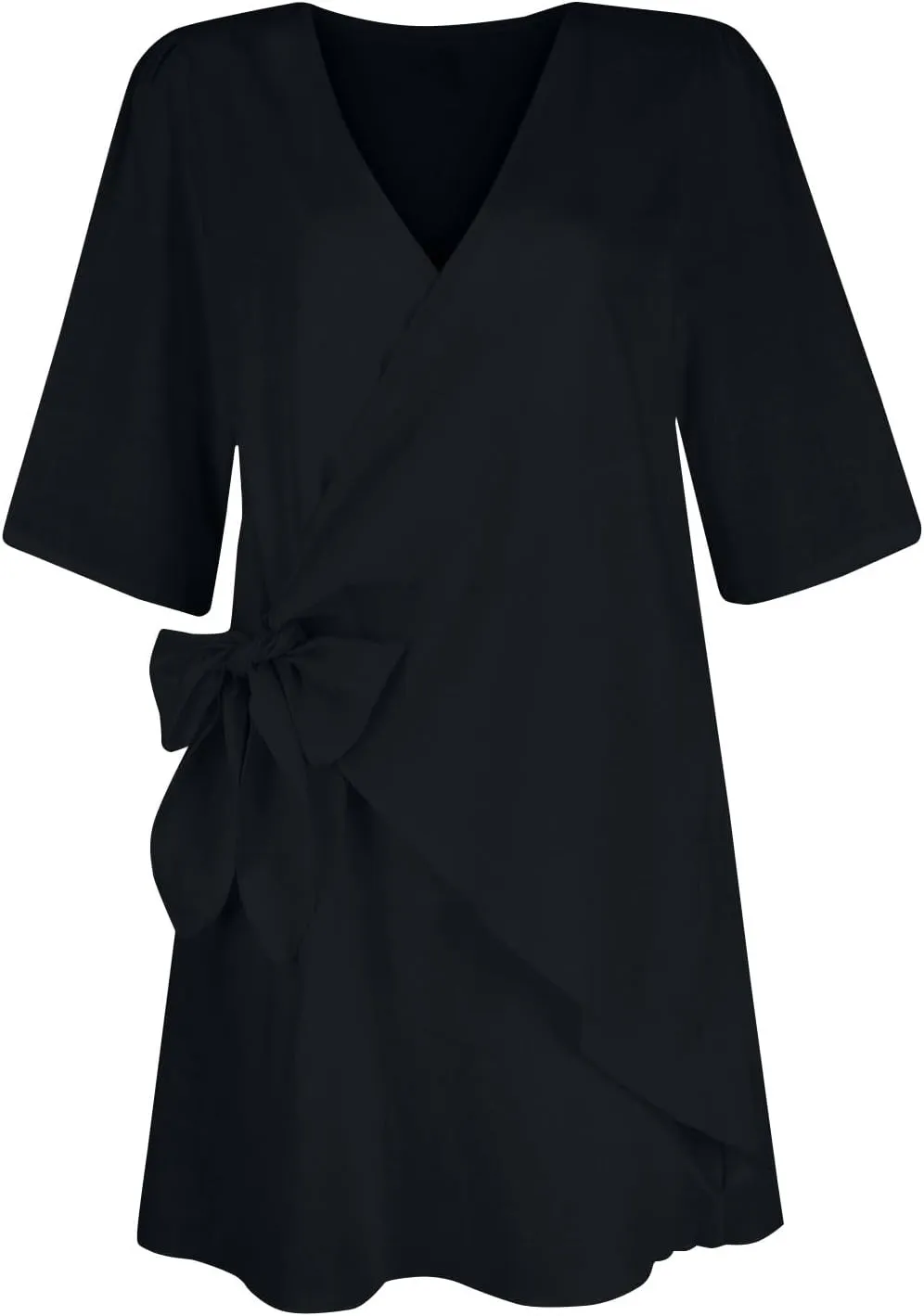Linen Dresses for Women 2024 Summer Vacation Wrap Dress Loose Fit Tie Waist V Neck Casual Short Dresses