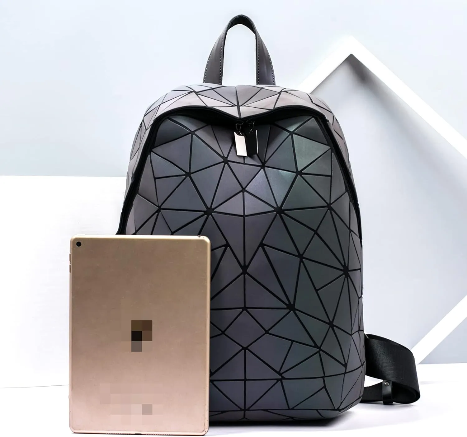 Luminous Geometric Backpacks Women Holographic Reflective Bags Handbags Holographic Reflective Bags Iridescent Backpack (BB19007-ye02)