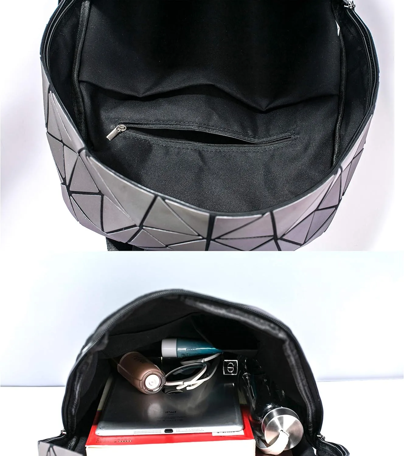 Luminous Geometric Backpacks Women Holographic Reflective Bags Handbags Holographic Reflective Bags Iridescent Backpack (BB19007-ye02)