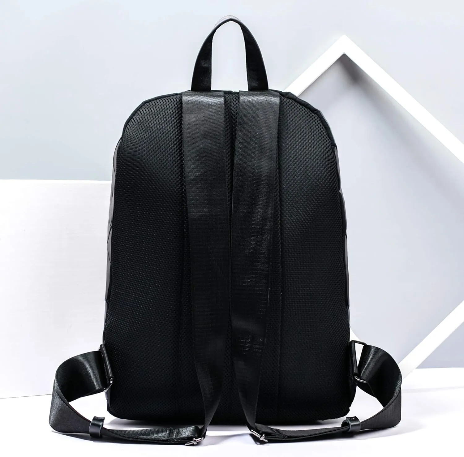 Luminous Geometric Backpacks Women Holographic Reflective Bags Handbags Holographic Reflective Bags Iridescent Backpack (BB19007-ye02)