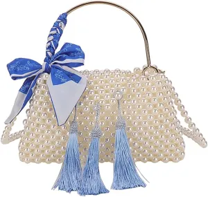Luxury Pearl Bag Chain Bag Purse Bags, Artificial Pearl Clutch Crossbody Handmade Bags Evening Bags for Party Wedding Bridal Party Travel Prom 86