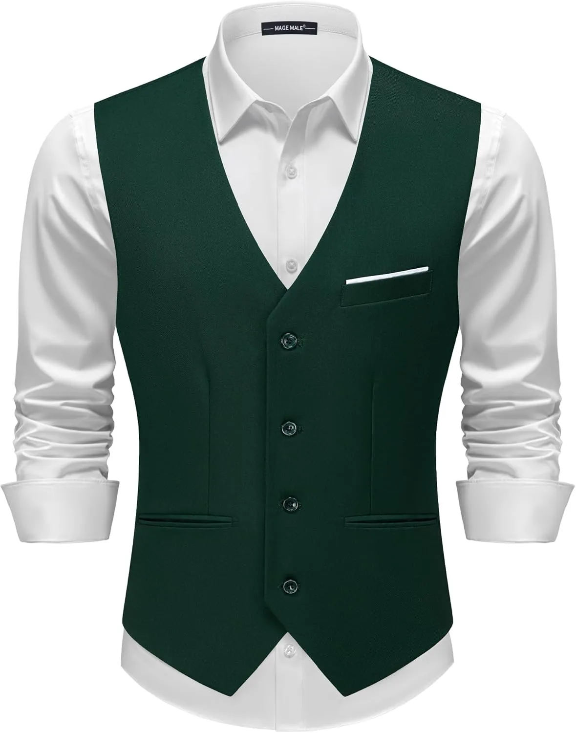 MAGE MALE Men's Suit Vests Casual Formal Dress Vest Business Slim Fit Waistcoat Vest with 3 Real Pockets for Suits Tuxedo