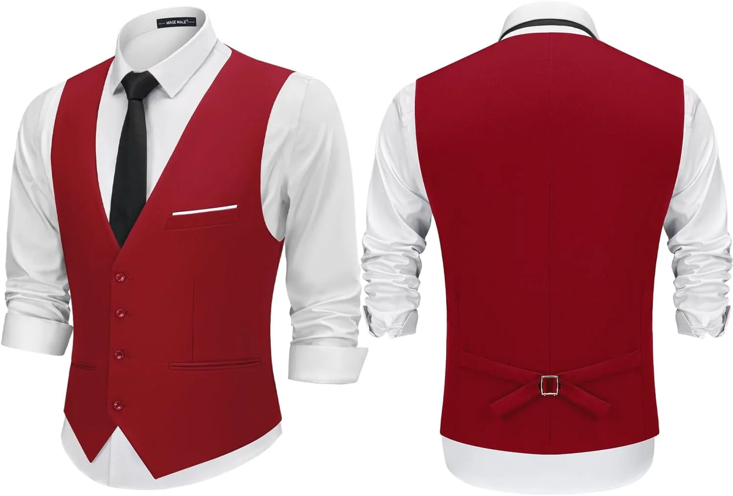 MAGE MALE Men's Suit Vests Casual Formal Dress Vest Business Slim Fit Waistcoat Vest with 3 Real Pockets for Suits Tuxedo