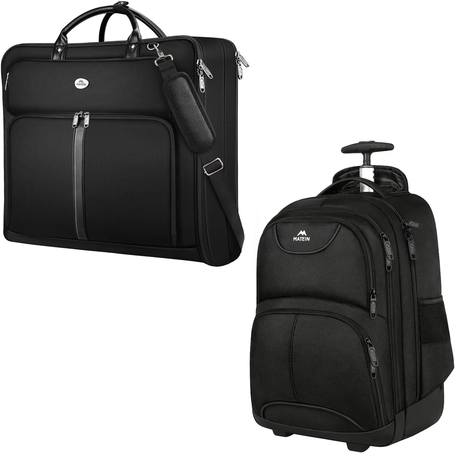 MATEIN Mens Garment Bags for travel, Large Travel Suit Bag Up to 7 Suits with Strap, Wrinkle Free Carry On Garments Bag for Hanging Clothes, Business Suitcase Luggage Bag Fit 17.3 Inch Laptop, Black