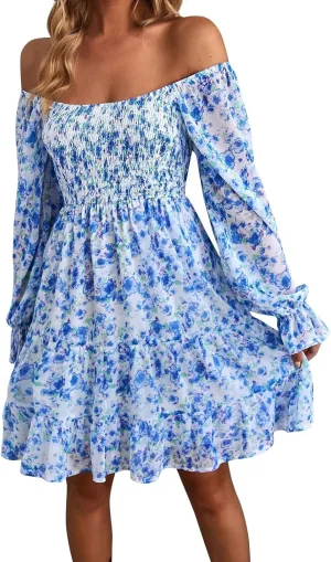 Maternity Dress, Women's Ditsy Floral Off Shoulder Mini Dress A Line Boho Summer Dresses