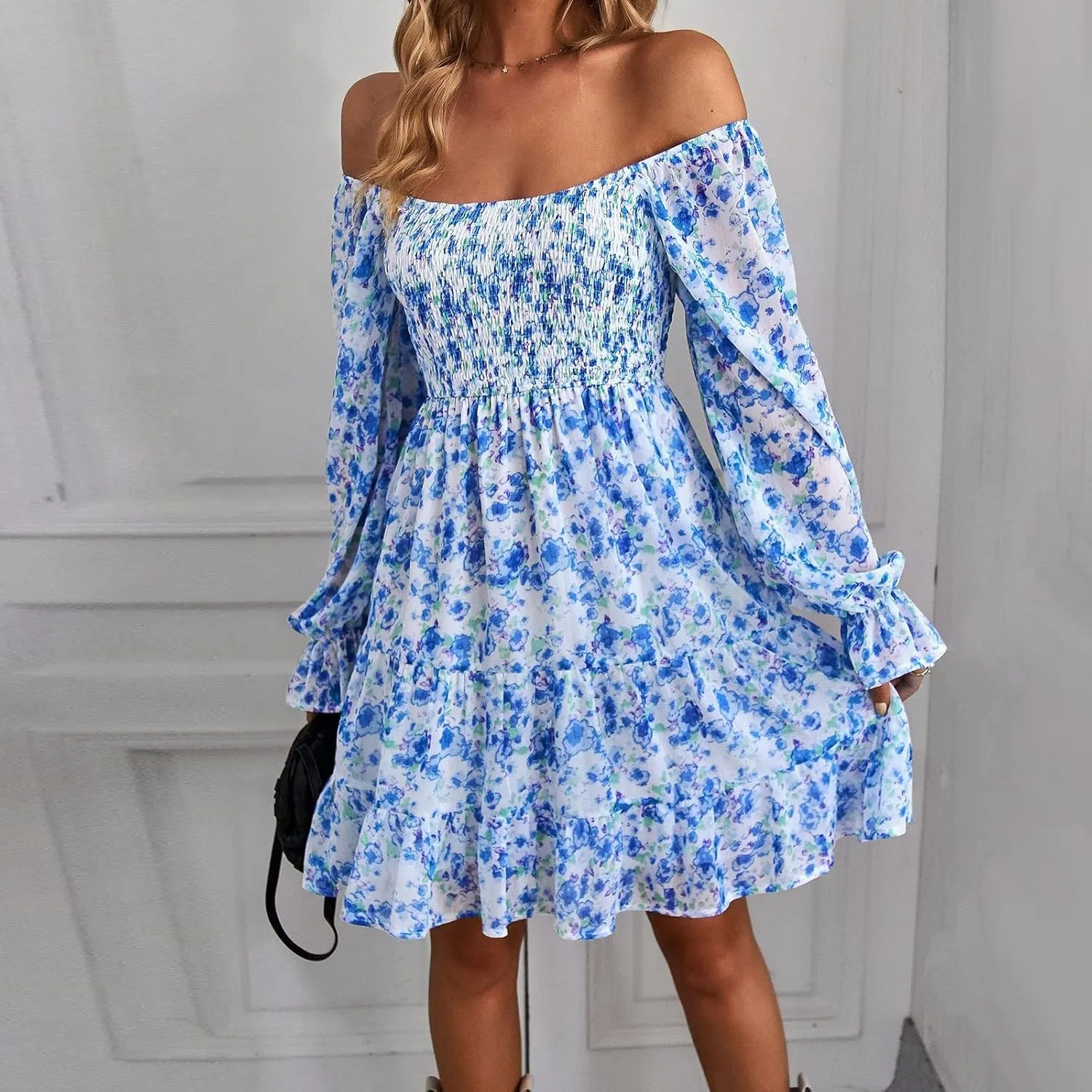 Maternity Dress, Women's Ditsy Floral Off Shoulder Mini Dress A Line Boho Summer Dresses
