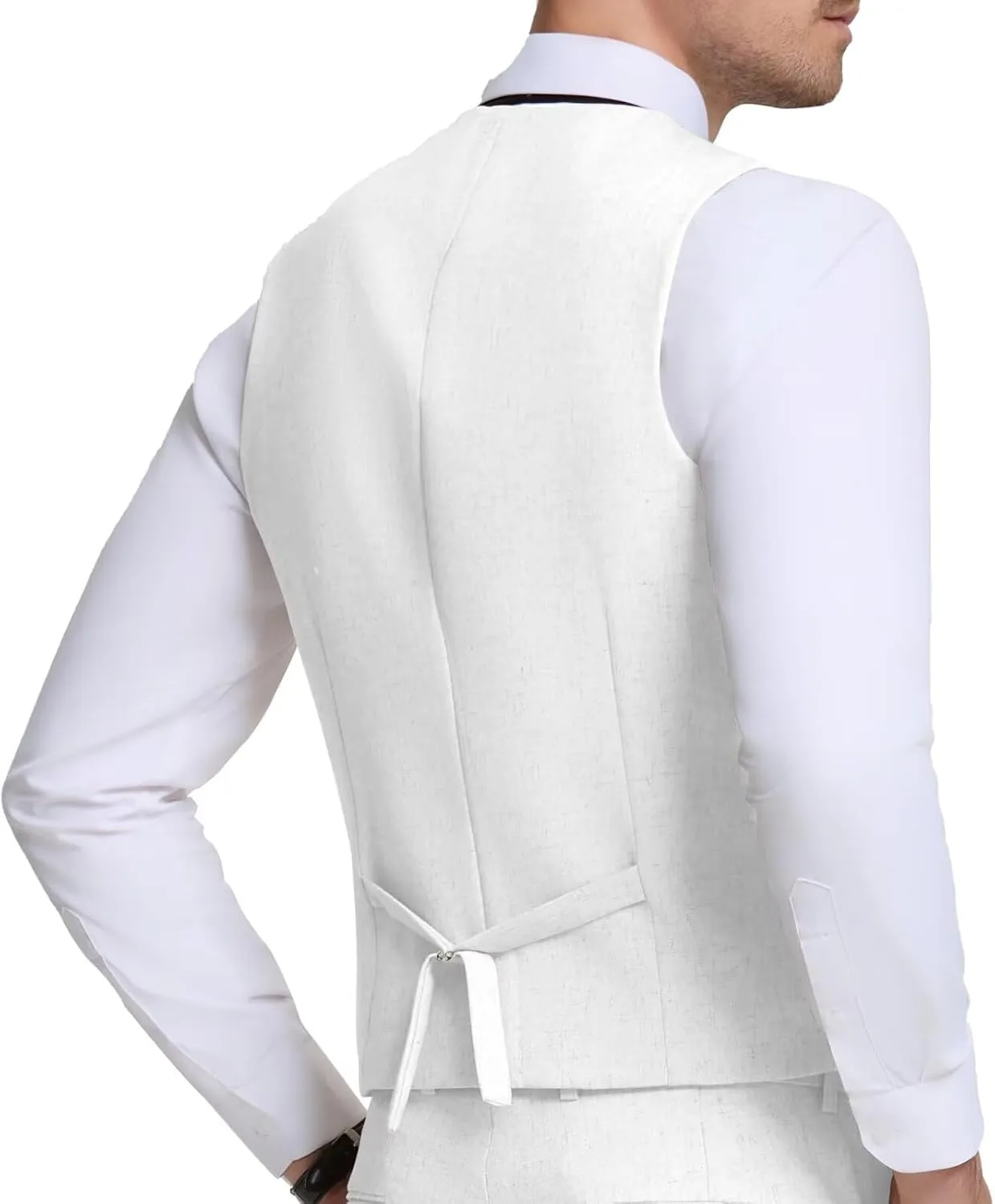 Men Linen Vest Casual Suit Vests Regular Fit Beach Wedding Waistcoat For Mens Groomsmen Party Dress Vest