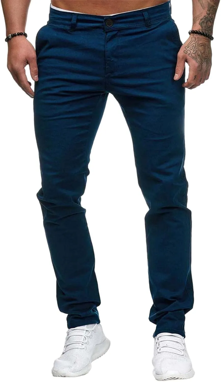 Mens Chinos Pants Skinny Flat Front Joggers Dress Pants Slim Fit Workout Pants for Men Sweatpants Hiking Pants
