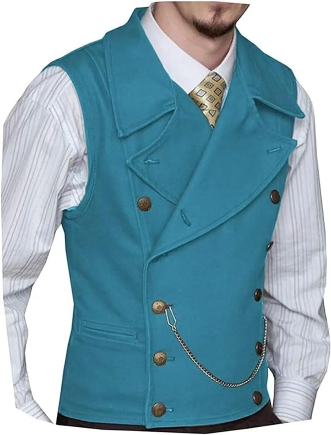 Mens Double Breasted Classic Vests Groomsman Wedding Waistcoat Wide Lapel Suede Leather Casual Business Vest for Men