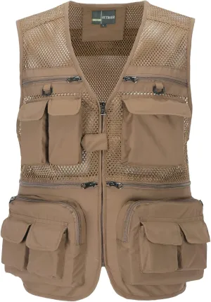 Men's Fishing Vest with Multi Pockets Summer Outdoor Mesh Vest Photography Travel Hiking Waistcoat Jacket