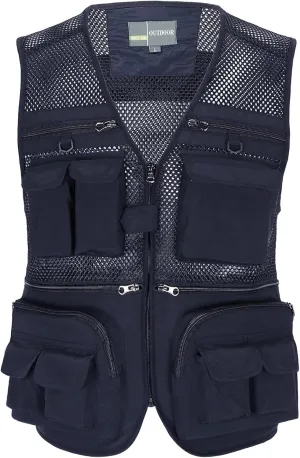 Men's Fishing Vest with Multi Pockets Summer Outdoor Mesh Vest Photography Travel Hiking Waistcoat Jacket