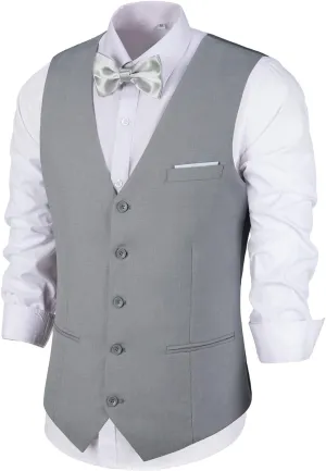 Men's Suits Vest V-Neck Sleeveless Slim Fit Jacket Groomman Casual Suit Vests for Wedding Formal Party Tuxedo for Men
