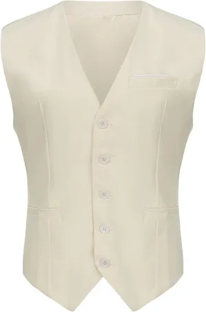 Mens Vest Business Formal Slim Fit Dress Waistcoat V Neck Tuxedo Suit Vest