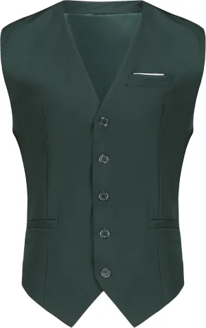 Mens Vest Business Formal Slim Fit Dress Waistcoat V Neck Tuxedo Suit Vest