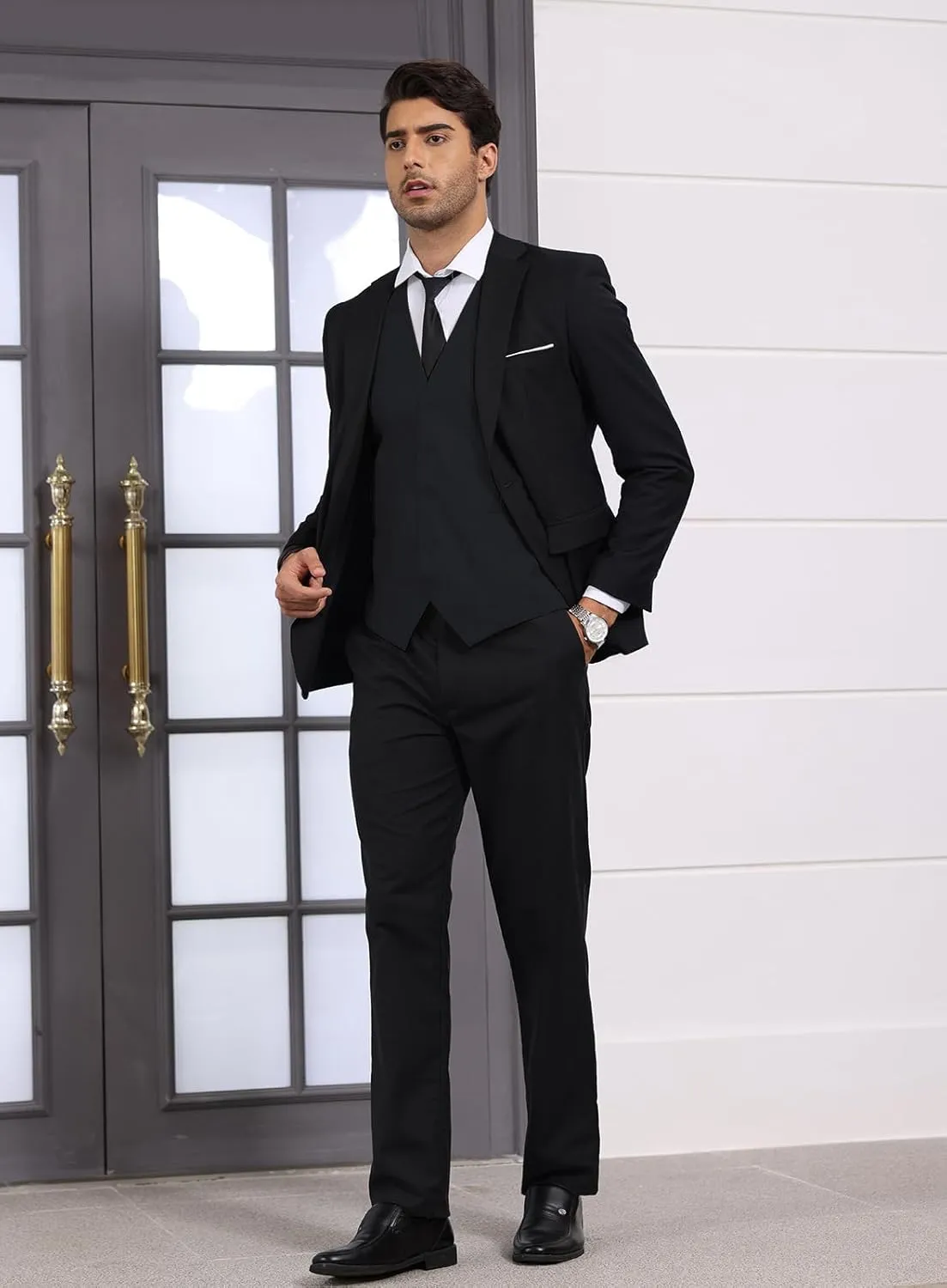 Mens Vest Business Formal Slim Fit Dress Waistcoat V Neck Tuxedo Suit Vest