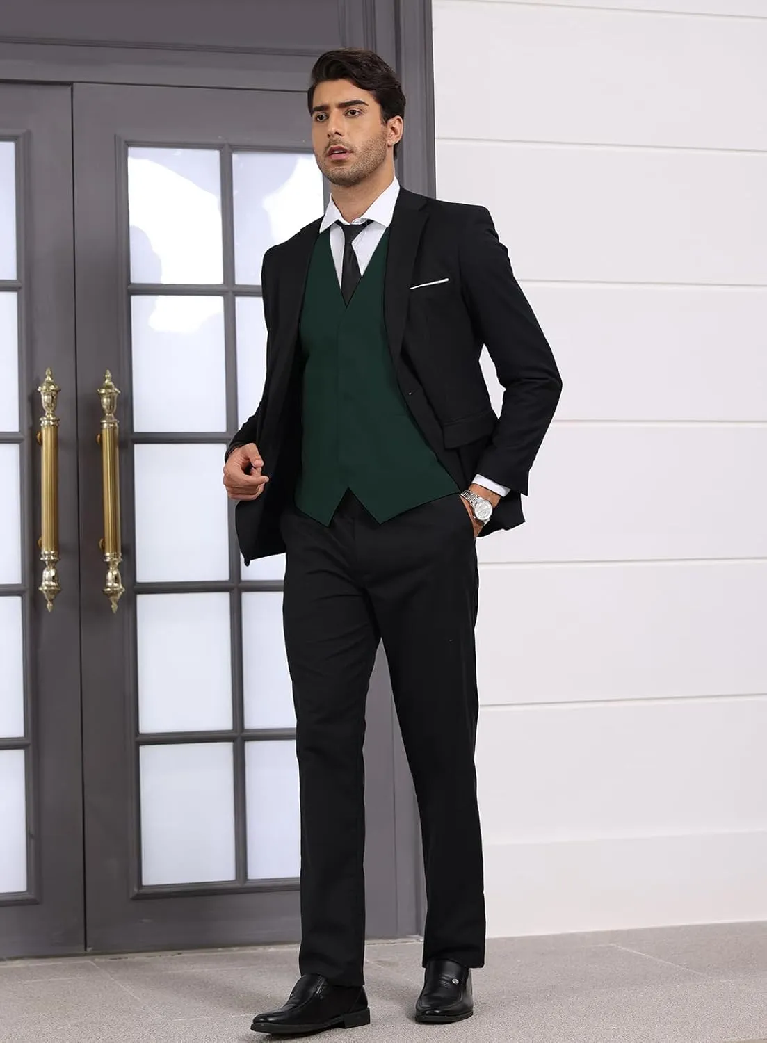 Mens Vest Business Formal Slim Fit Dress Waistcoat V Neck Tuxedo Suit Vest