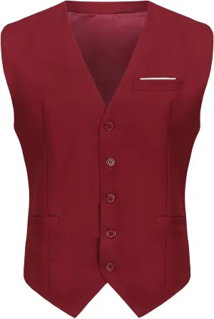 Mens Vest Business Formal Slim Fit Dress Waistcoat V Neck Tuxedo Suit Vest